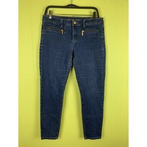 Michael Kors Women's Jeans 8 SkinnyDark Blue Denim Straight leg Zipped Pockets